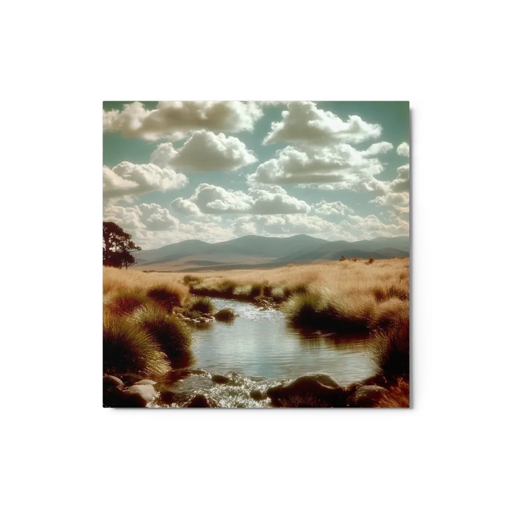 Serene Meadow Stream 
 Canvas | 8″x 8″