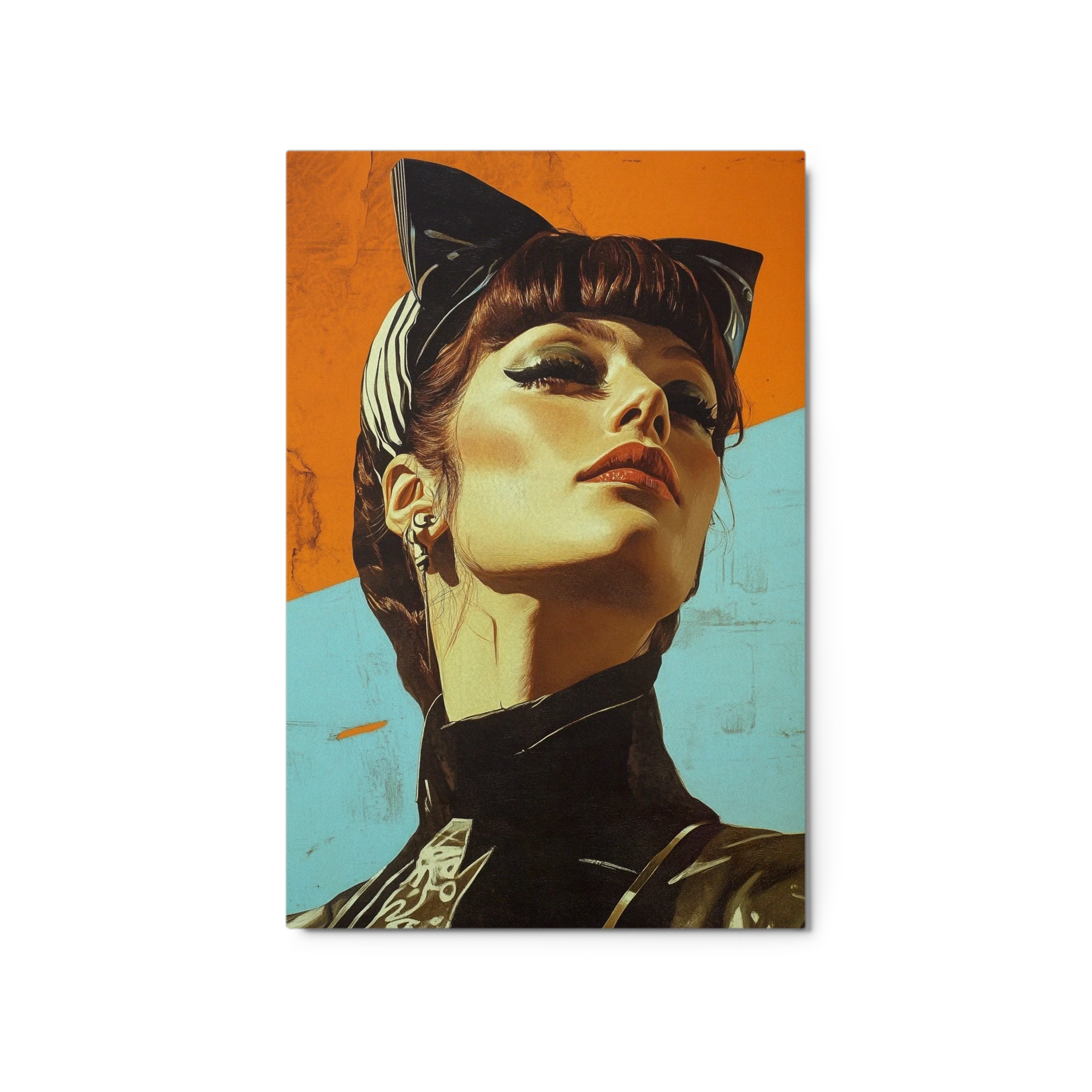 Confident Woman Portrait in Orange and Blue