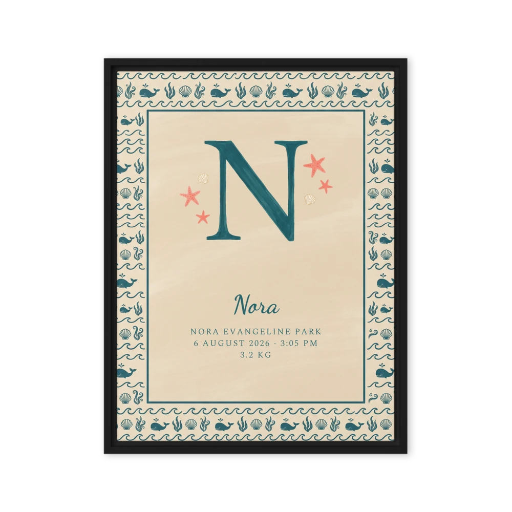 Nursery Name Art — Ocean Initial