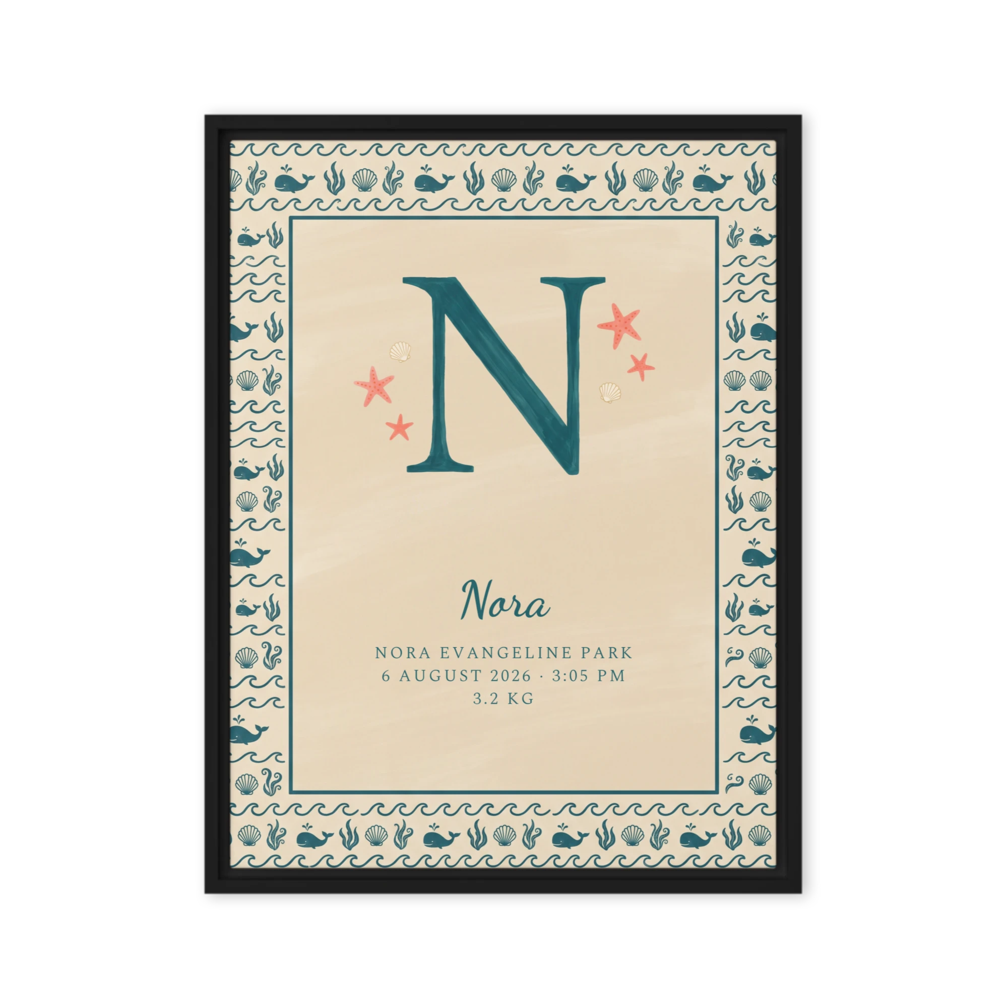 Nursery Name Art — Ocean Initial