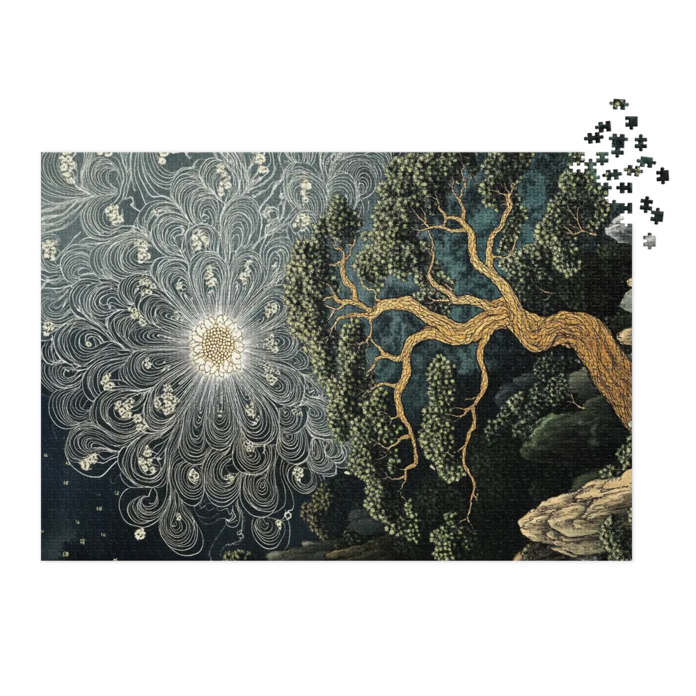 Twisted Tree with Radiant Sun