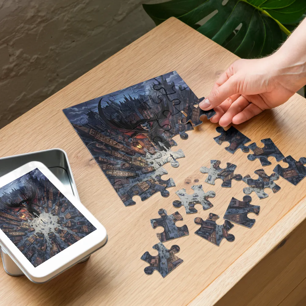 Vampire Over the City 
 Jigsaw Puzzle in Tin Box