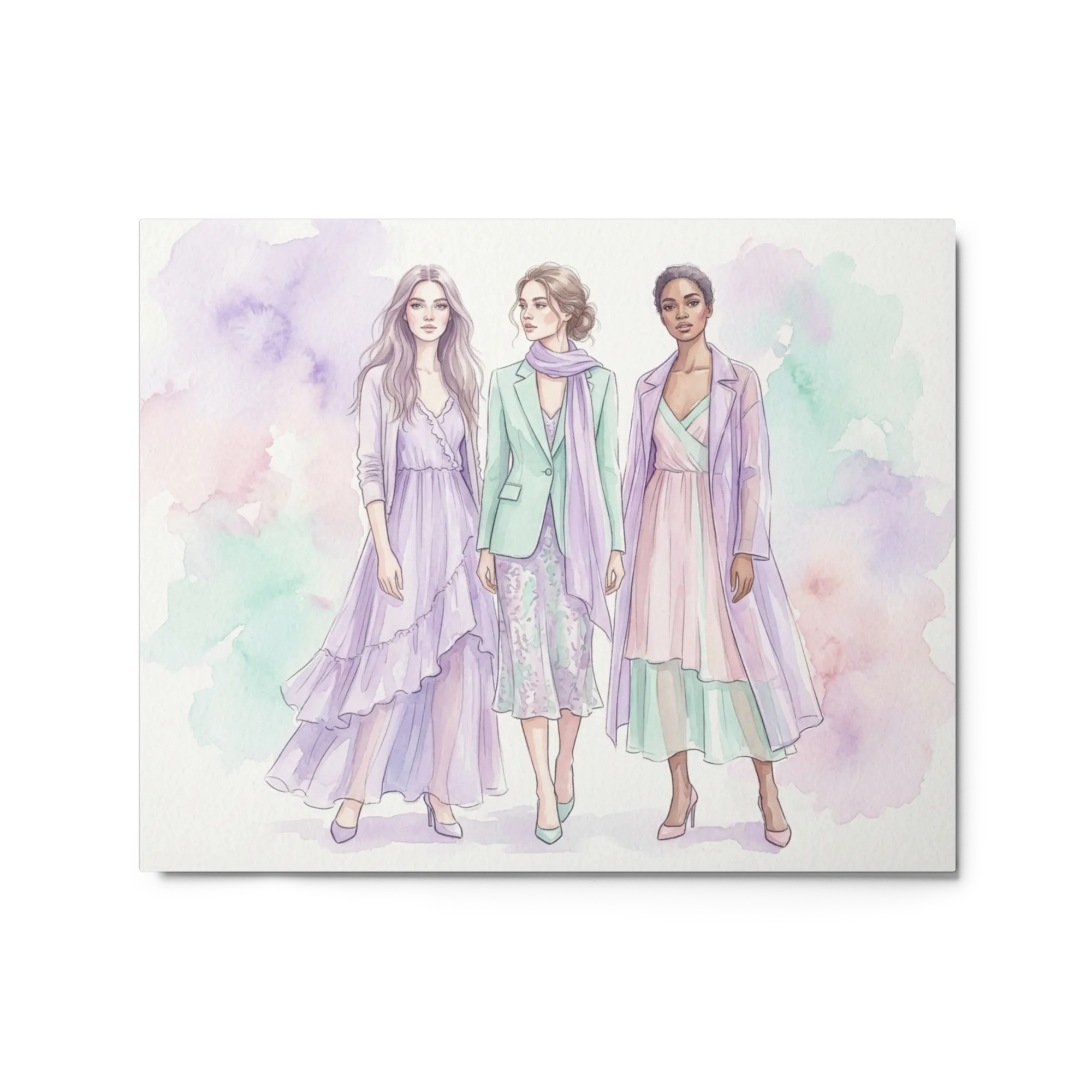 Pastel Elegance: Three Fashion Figures