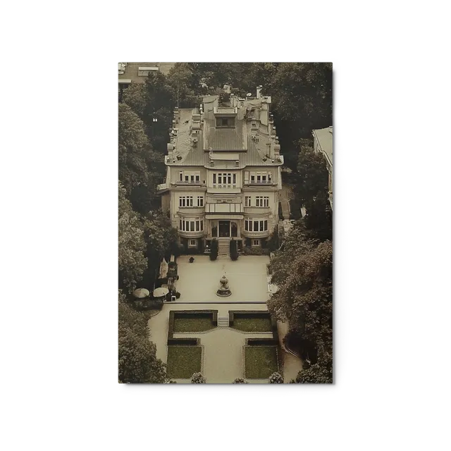 Aerial Sepia Mansion and Garden | Art Print