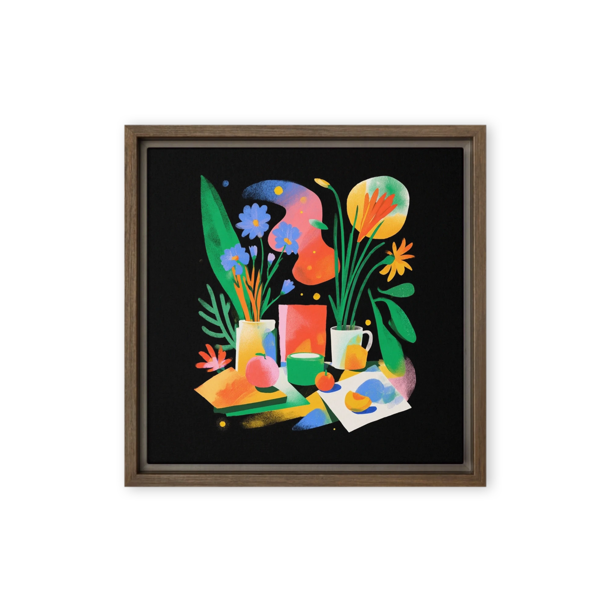 Botanical Still Life on Black | Art Print