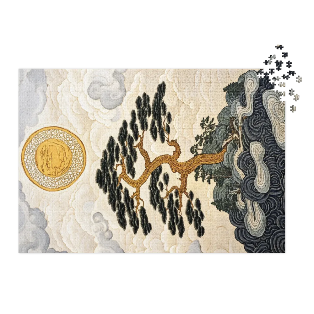 Japanese Tree Landscape with Moon