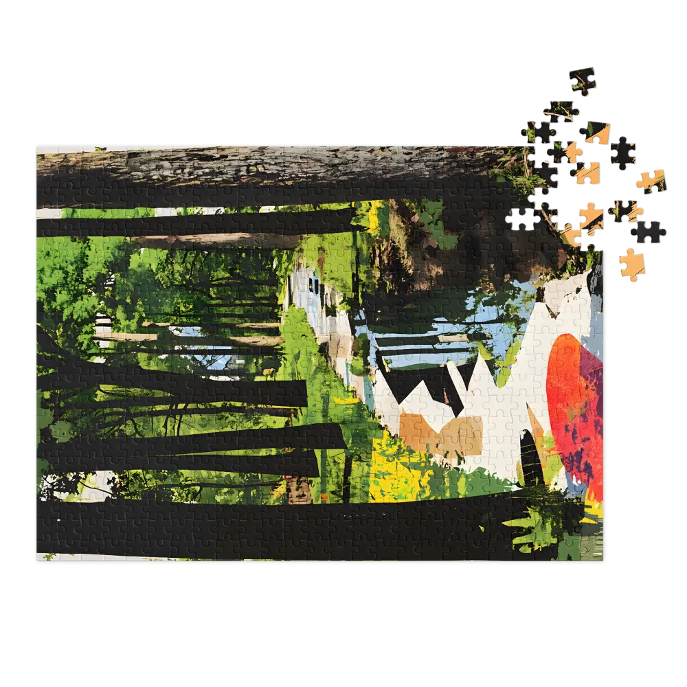 Abstract Forest Path 
 Jigsaw Puzzle in Tin Box