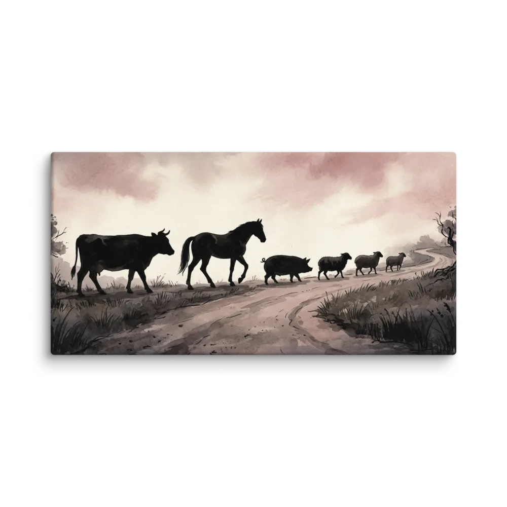 Pastoral Walk at Dusk 
 Canvas | 10″x 20″