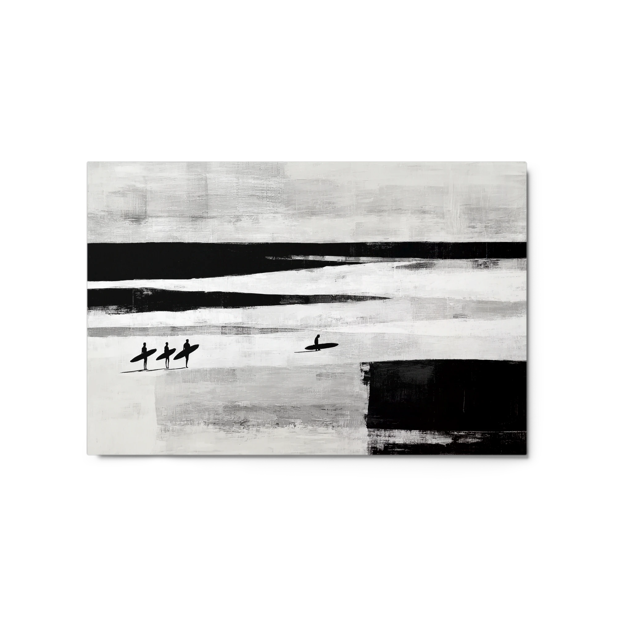 Monochrome Surfers at Dusk