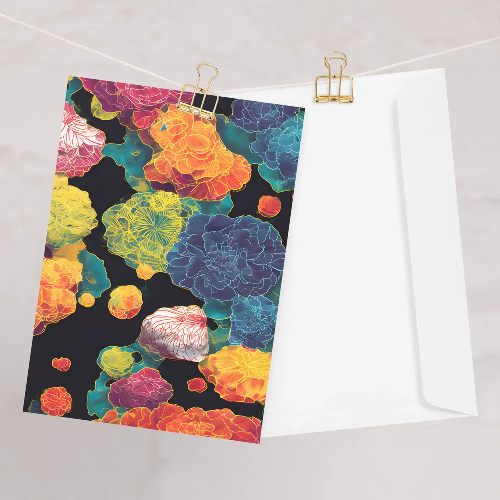 Neon Peony Tapestry | Greeting Card | 5″×7″