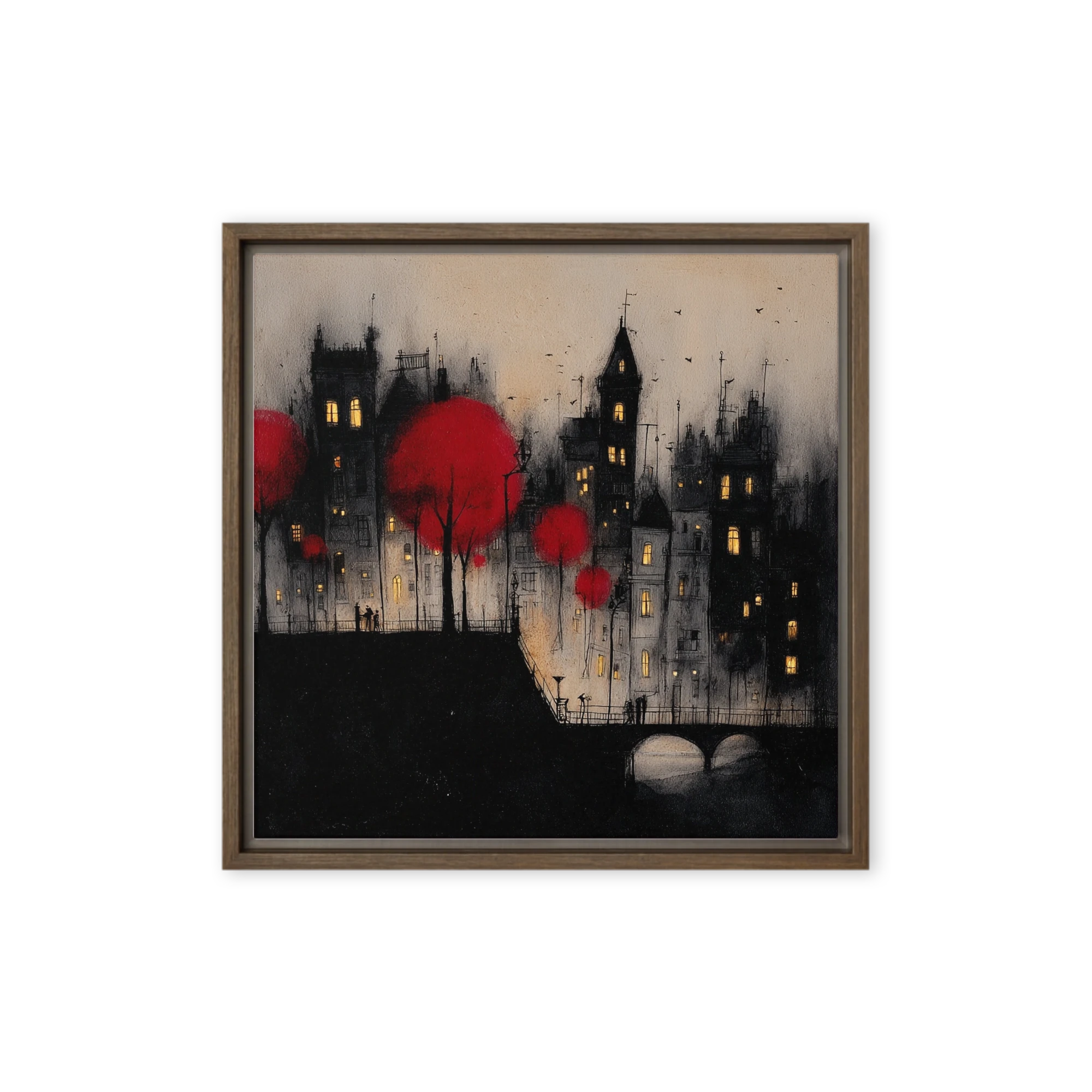 Gothic Crimson Sketchbook Wall Art — Charcoal, Scarlet, Bone White