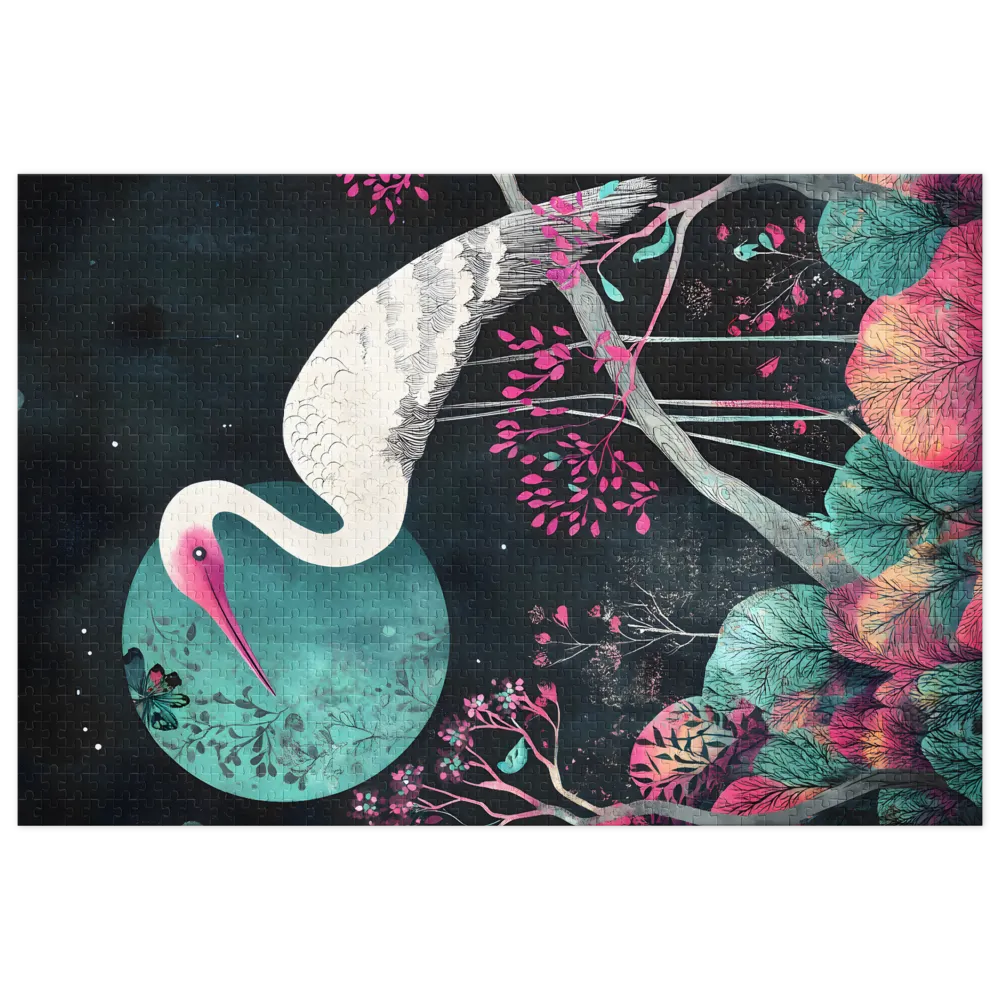 Enchanted Heron Night 
 Jigsaw Puzzle in Tin Box