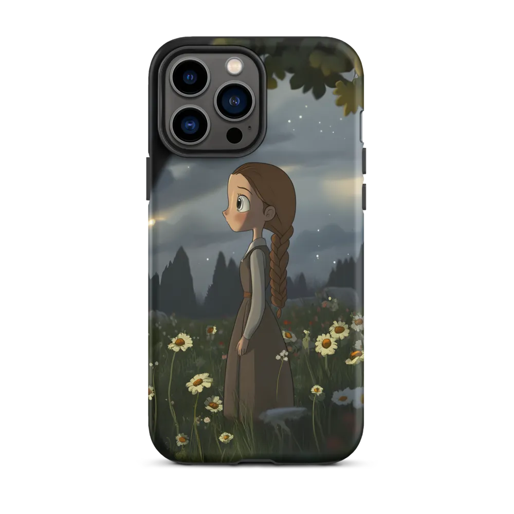 Animated Girl in Flower Field | Phone Case
