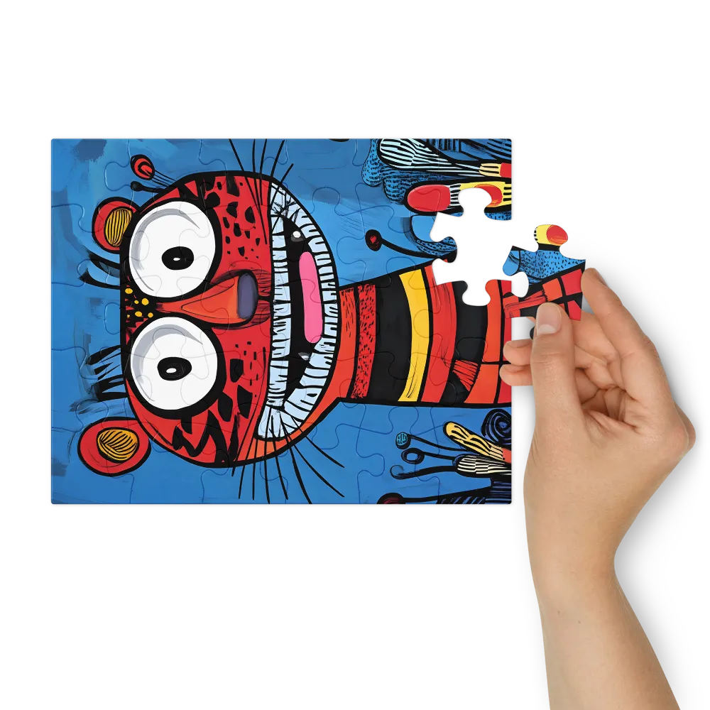 Whimsical Blue Tiger 
 Jigsaw Puzzle in Tin Box