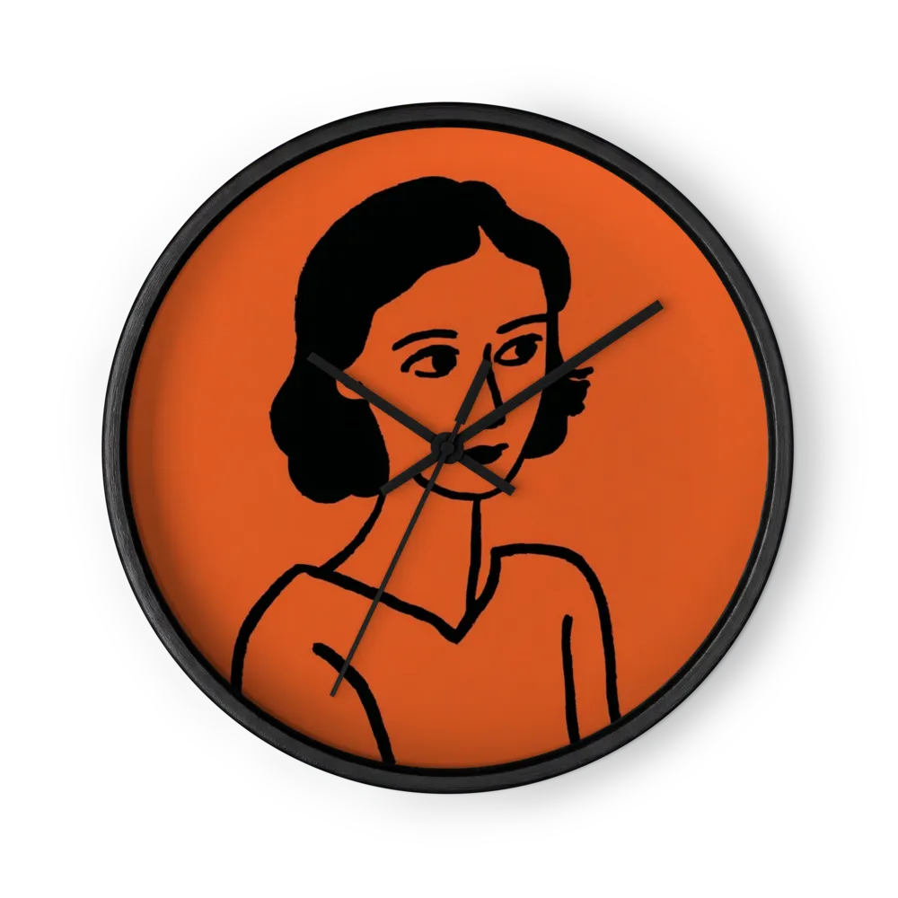 Portrait on Orange | Wall Clock