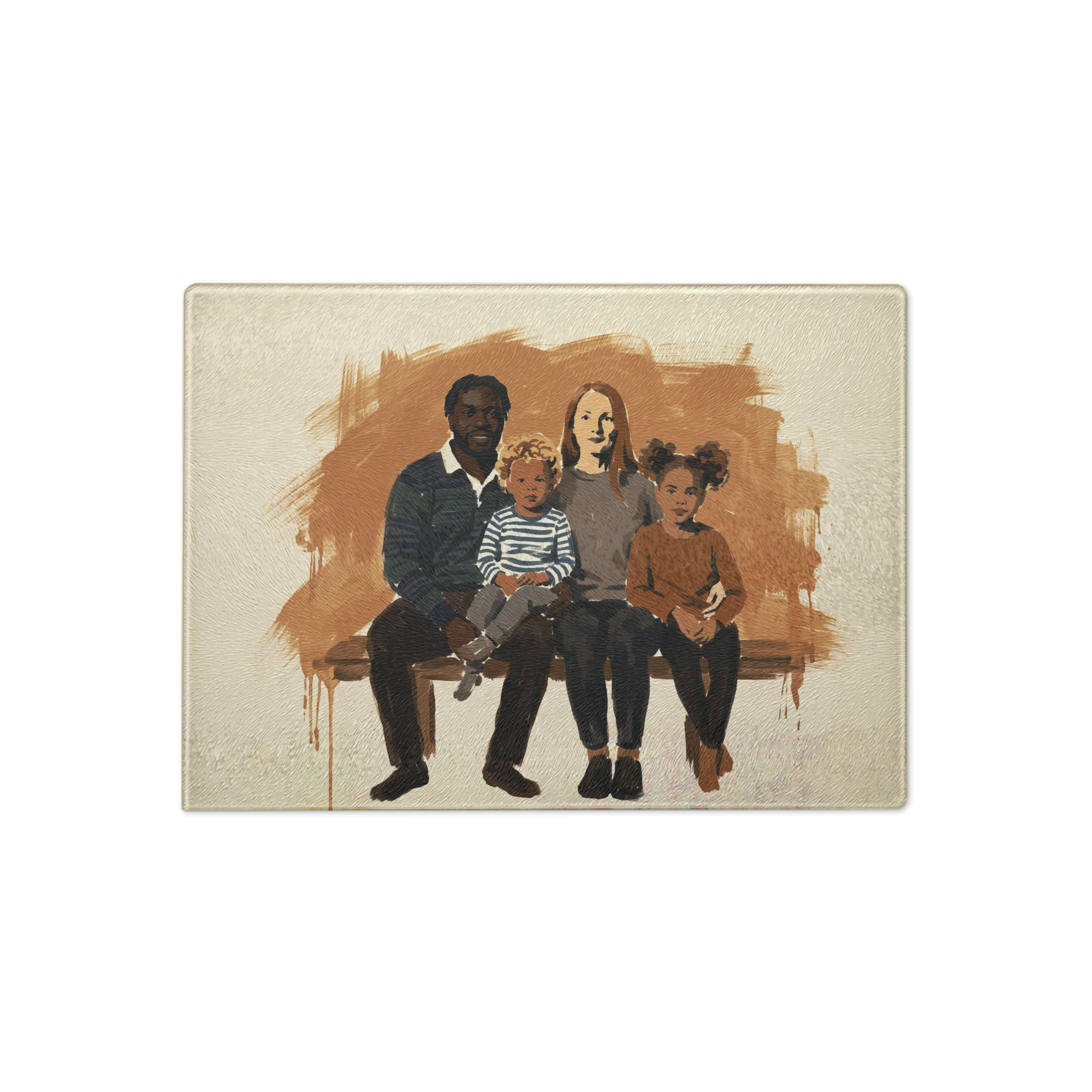 Family Portrait Cutting Board — Earth Tone Painting
