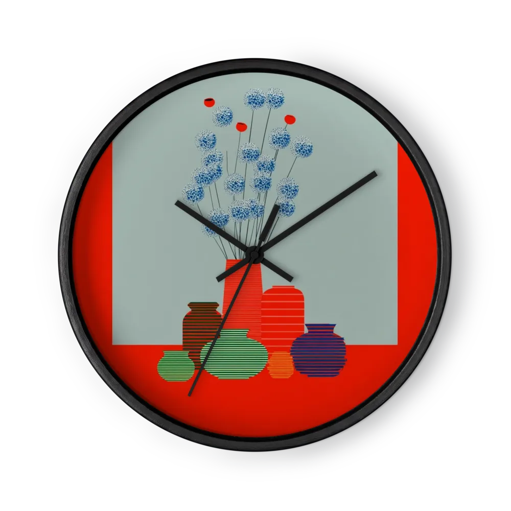Vases in Crimson and Cobalt | Wall Clock