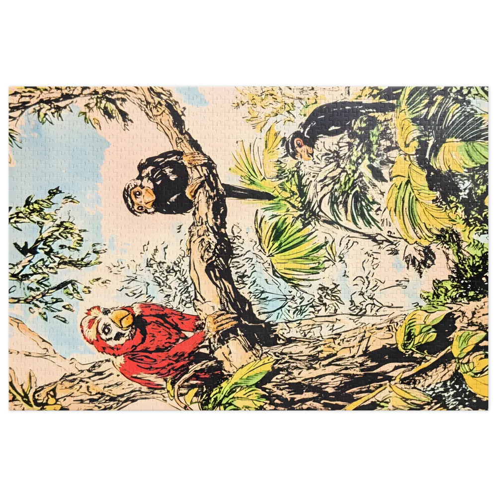 Jungleapen 
 Puzzle in metalen doos
