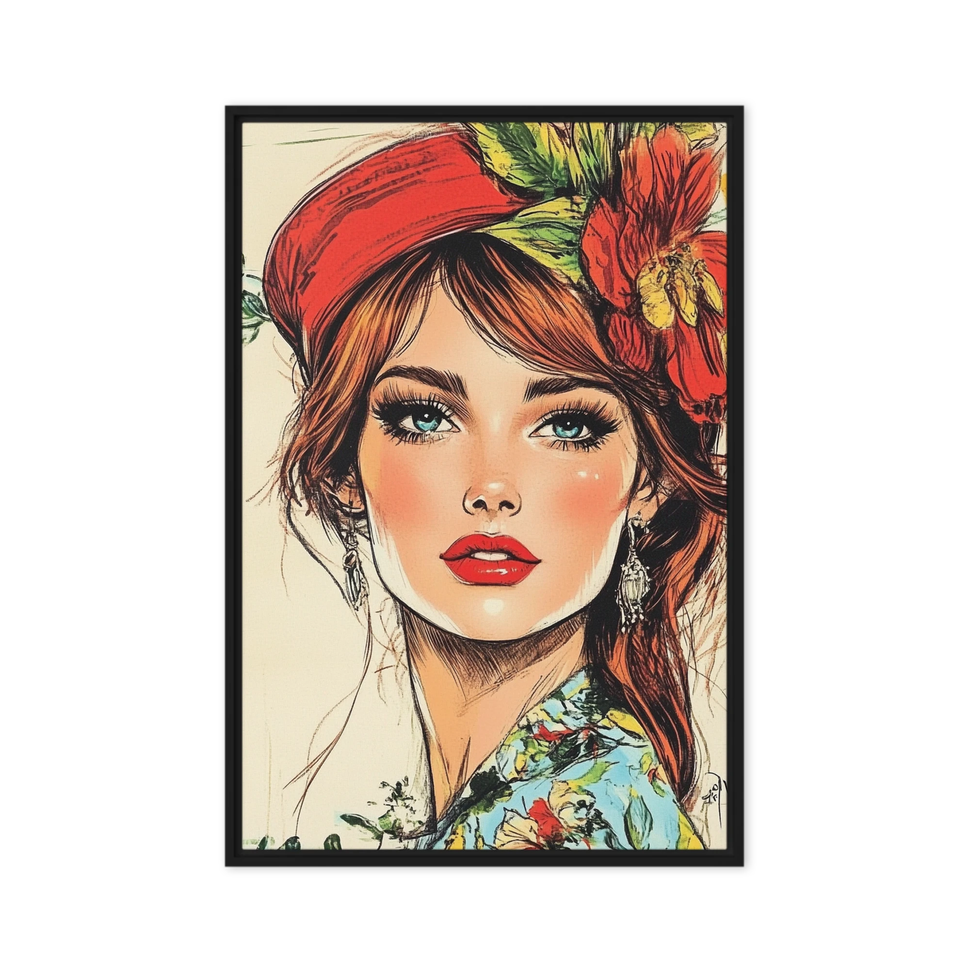 Woman with Floral Headdress | Art Print