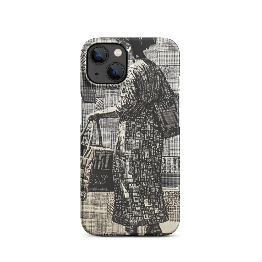 Ink Drawing of Woman with Shopping Bags | Phone Case