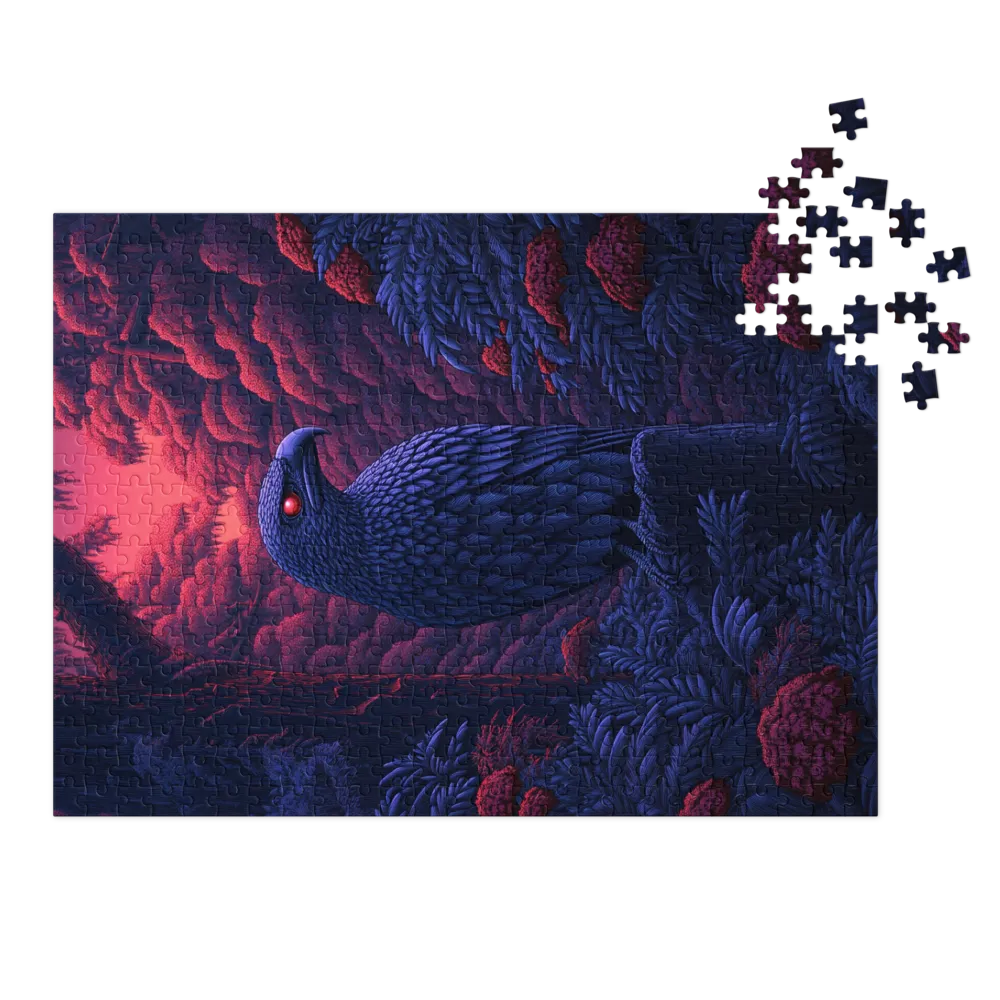 Crimson-Eyed Guardian 
 Jigsaw Puzzle in Tin Box