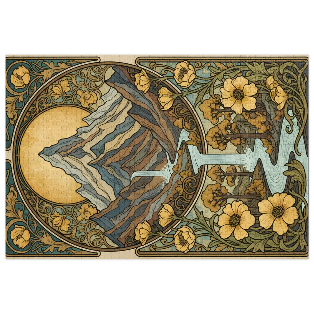Fluxo Montanhoso Art Nouveau 
 Puzzle em caixa de metal