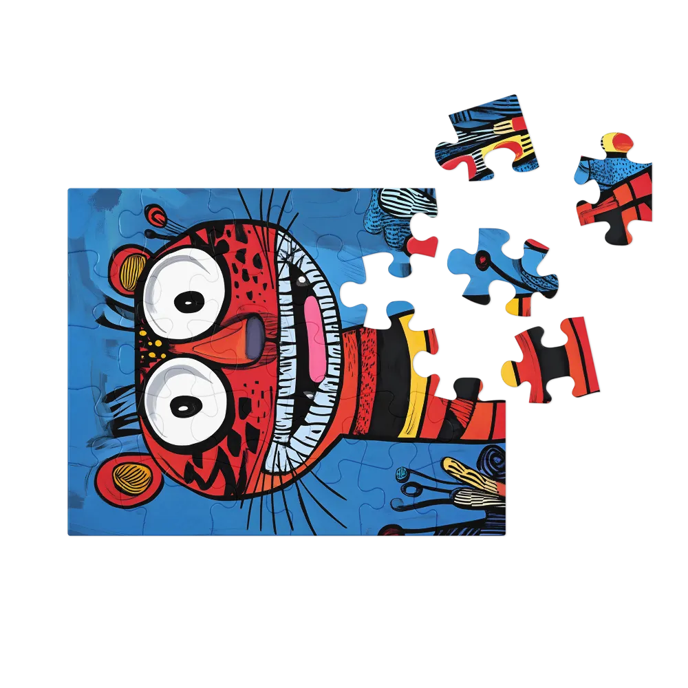 Whimsical Blue Tiger 
 Jigsaw Puzzle in Tin Box