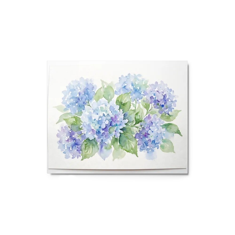 Blue Hydrangea Watercolor 
 Poster with White Frame | 12″x 16″