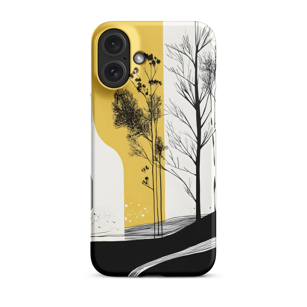 Silhouetted Trees in Yellow | Phone Case