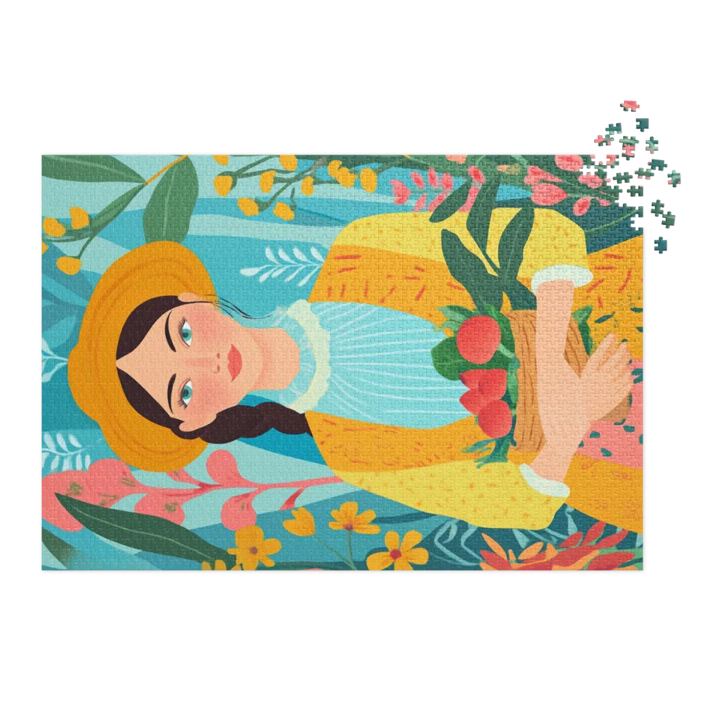 Woman with Flowers Portrait
