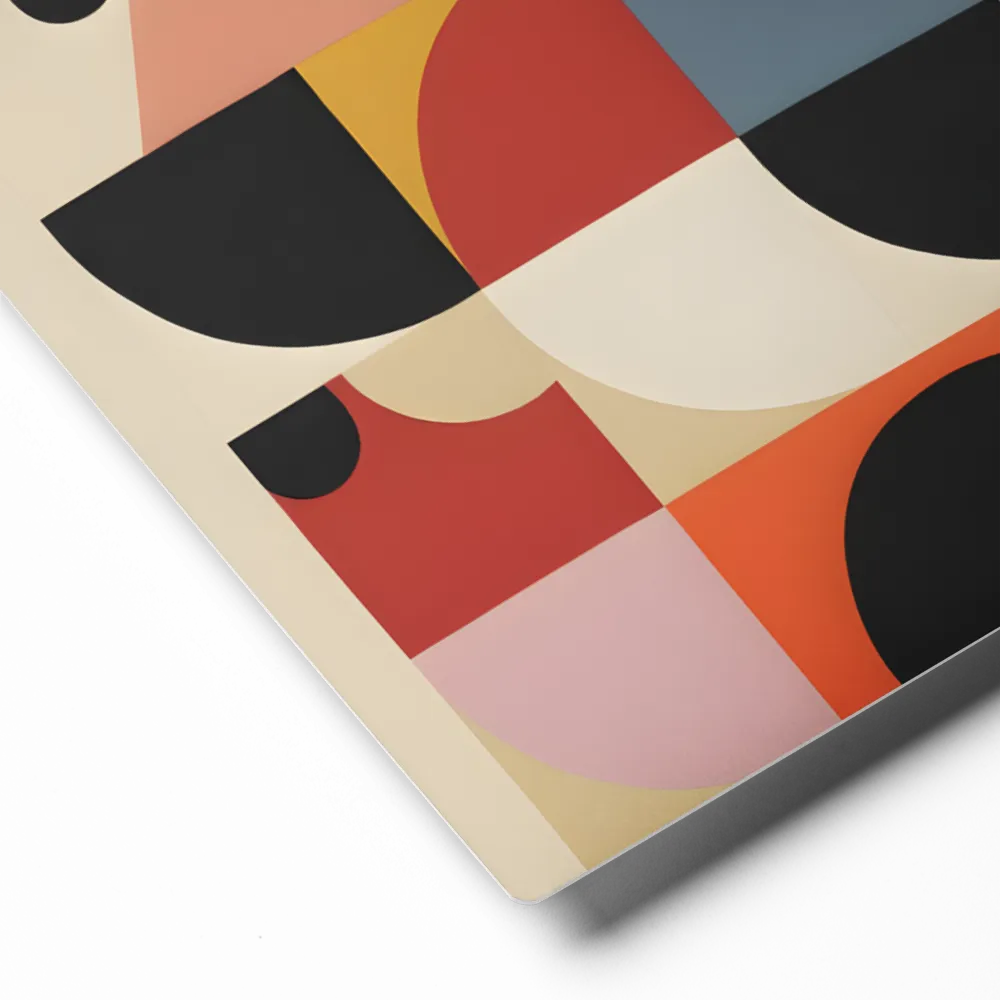 Geometric Abstraction 
 Canvas with Brown Frame