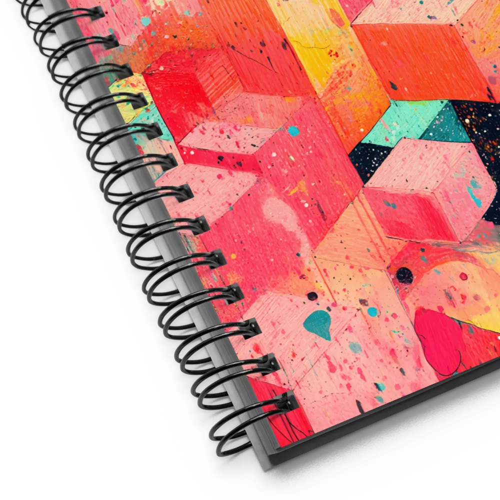 Abstract Cubes in Splattered Colors 
 Spiral Notebook | 140 pages