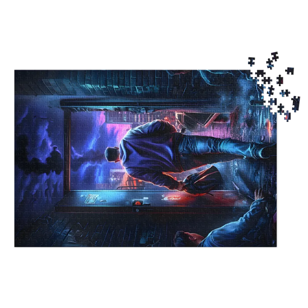 Gateway to the Neon City 
 Jigsaw Puzzle in Tin Box
