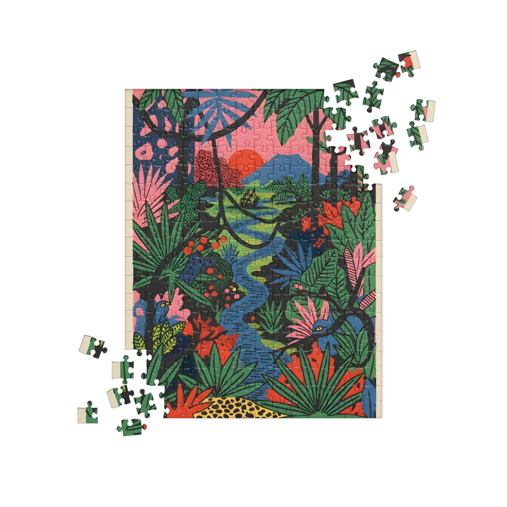 Tropical Jungle Sunset 
 Jigsaw Puzzle