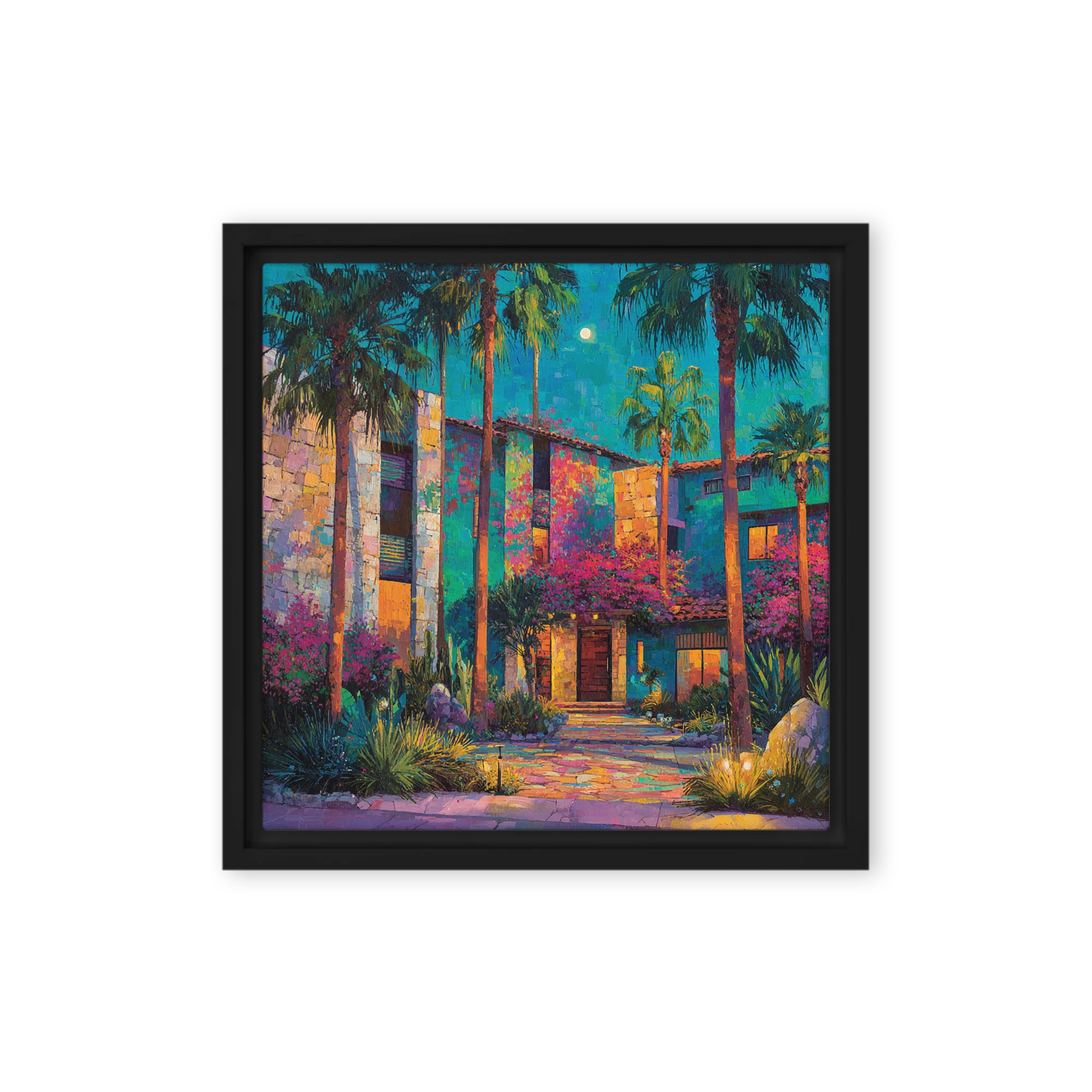 Moonlit Garden Courtyard | Art Print