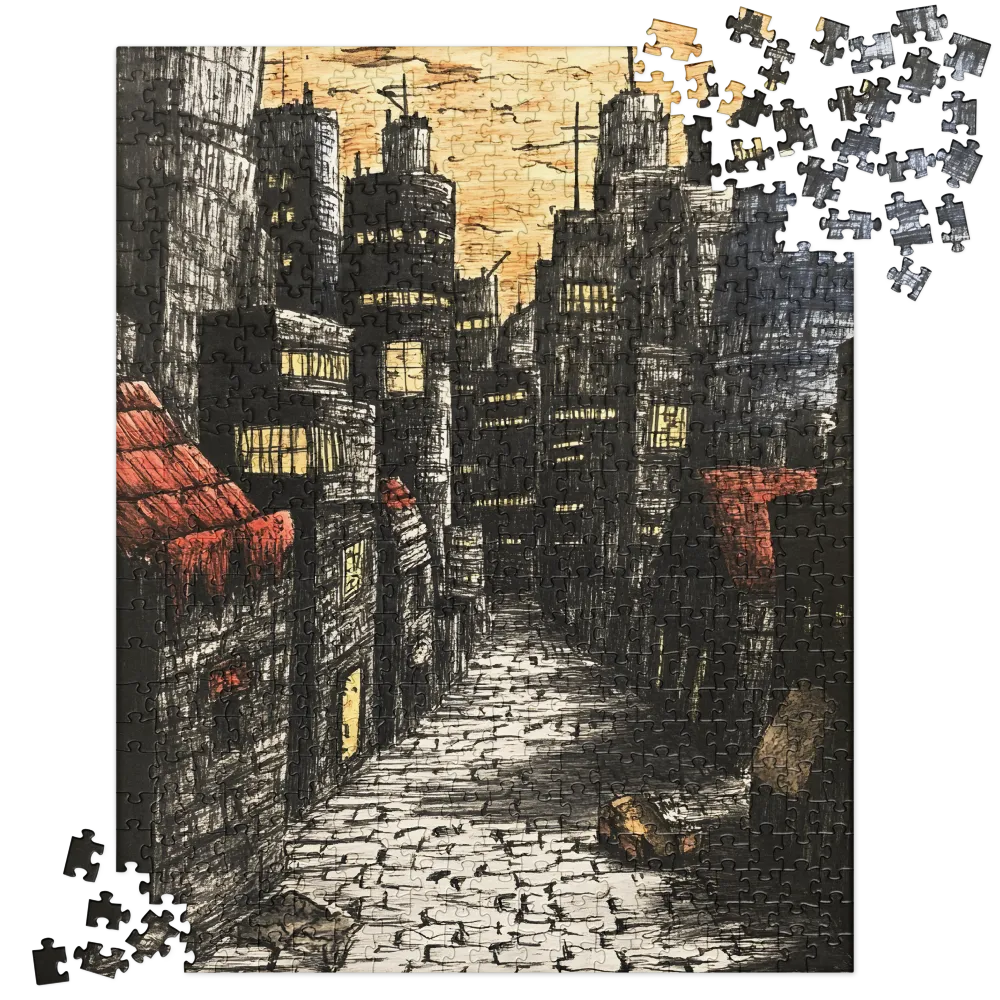 Dystopian City Alley 
 Jigsaw Puzzle