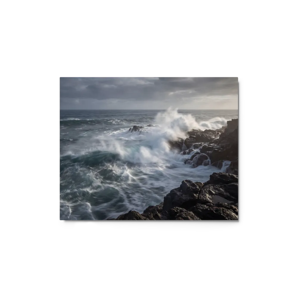 Crashing Waves, Rocky Coast 
 Poster with Red oak Frame | 20″x 30″