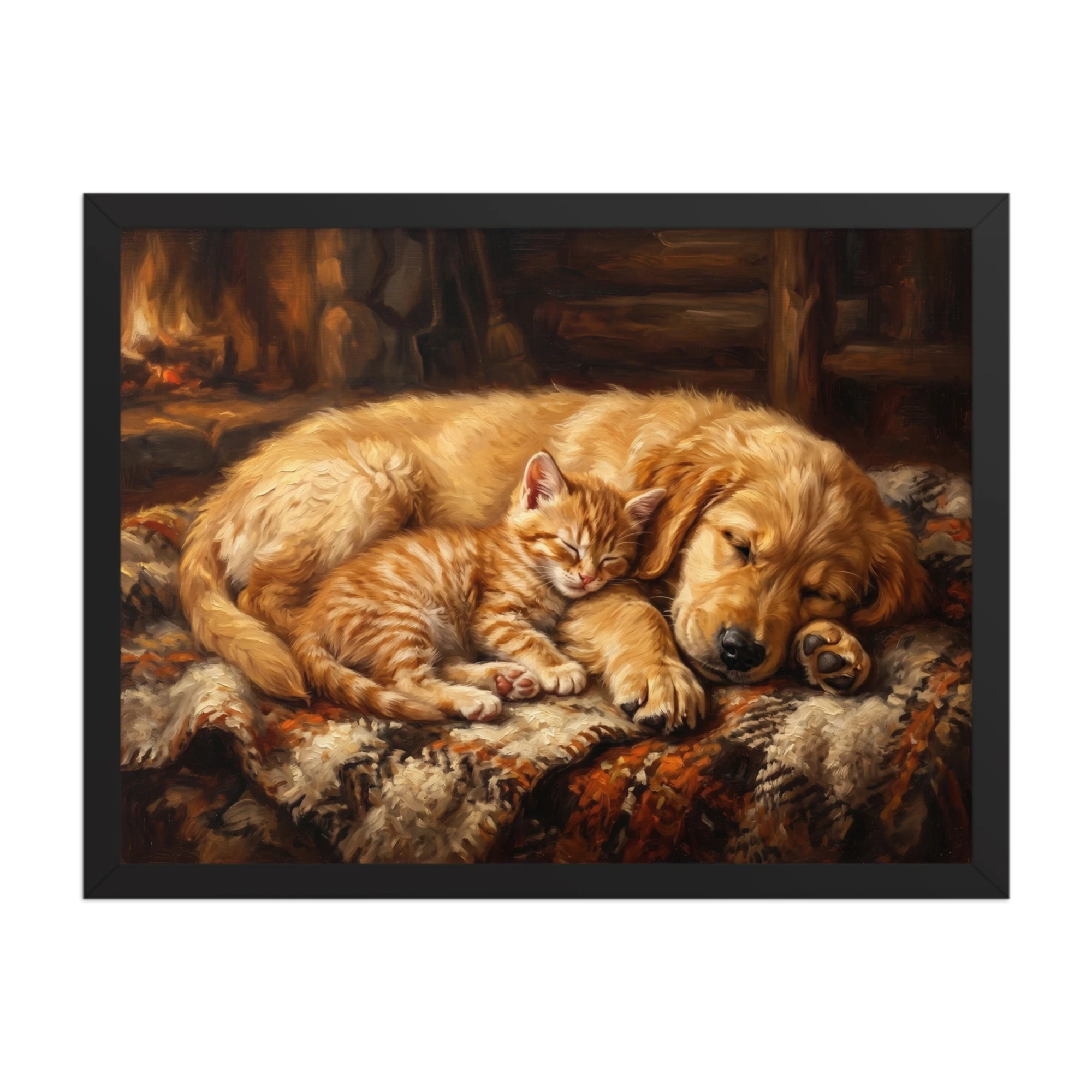 Fireside Nap — Oil Painting