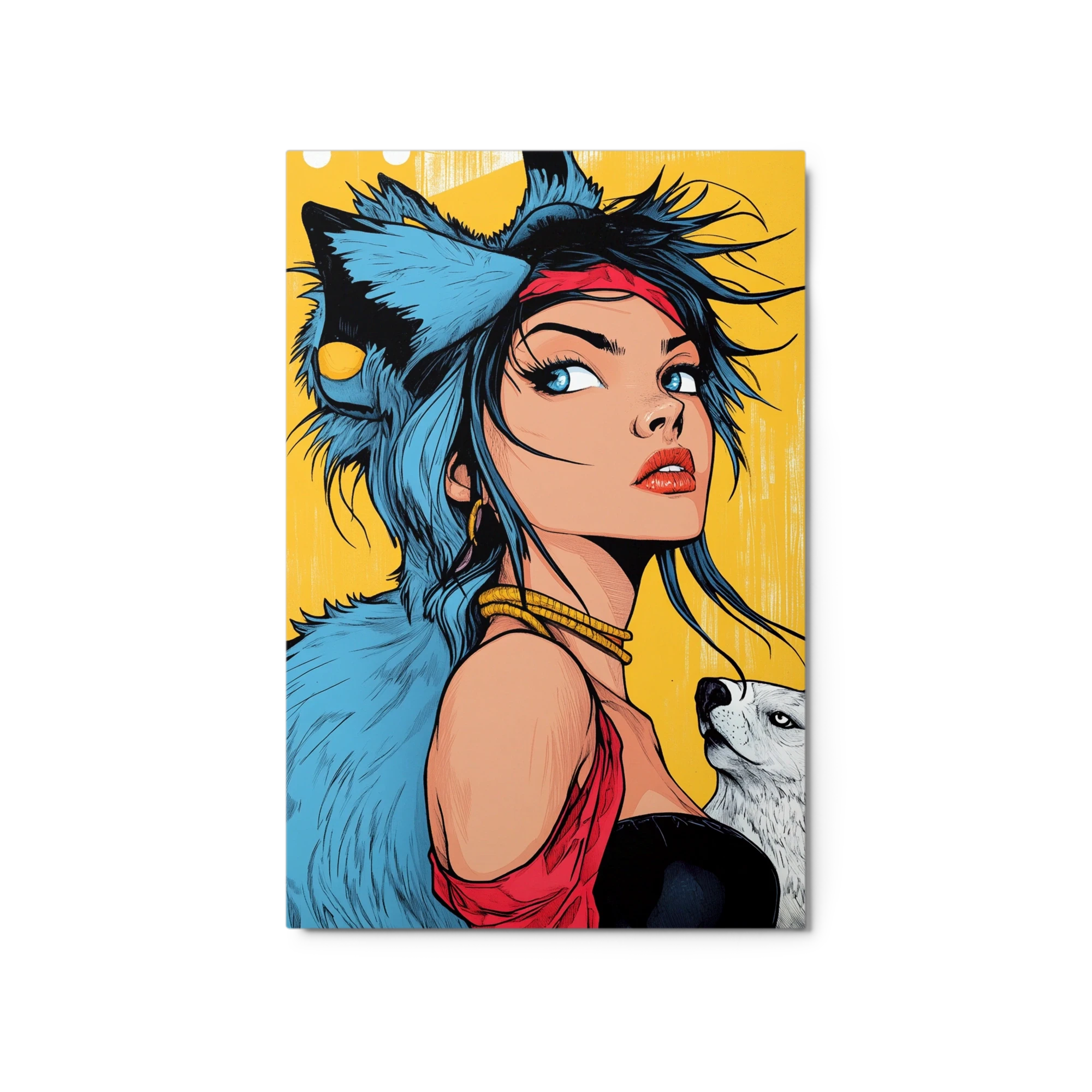 Bold Portrait of Woman with Wolf