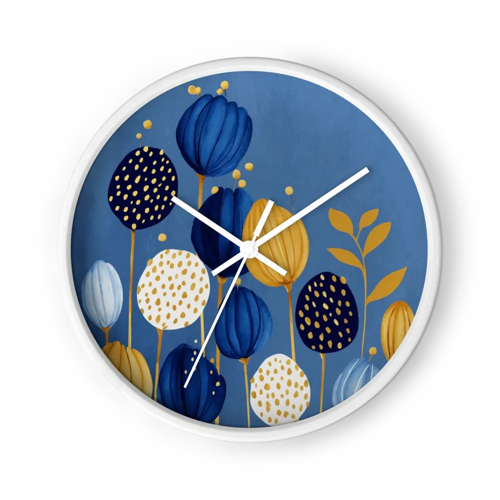 Golden Blooms on Blue
