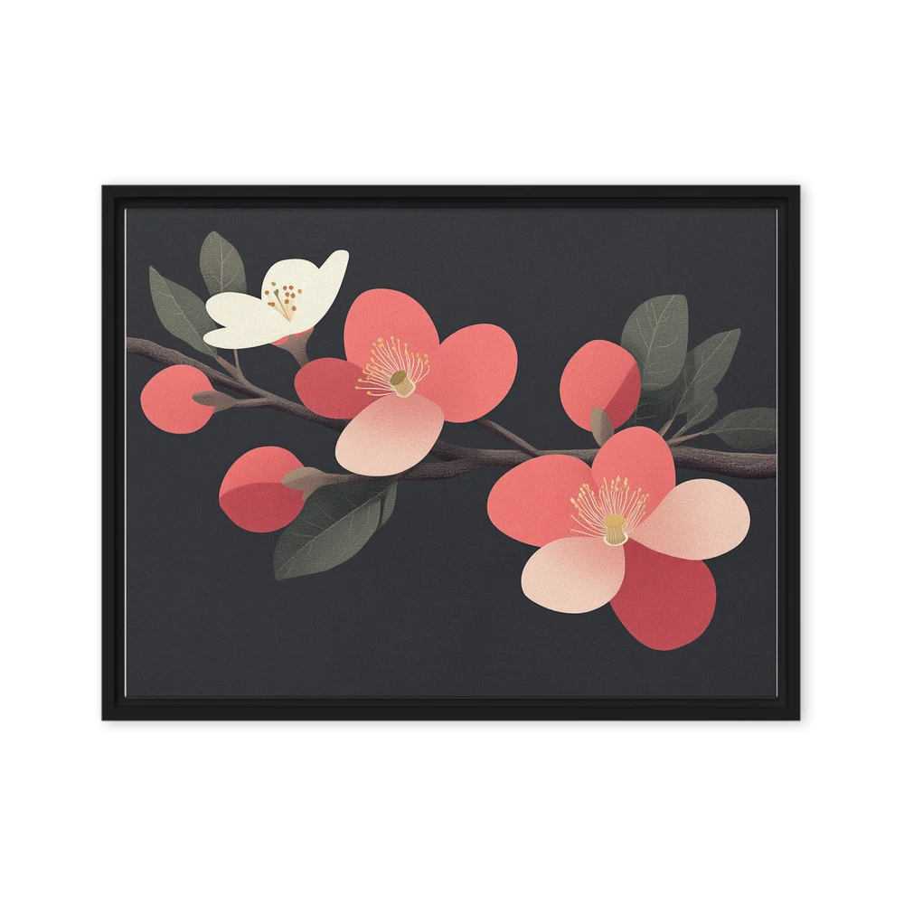 Coral Blossoms on Charcoal | Art Print