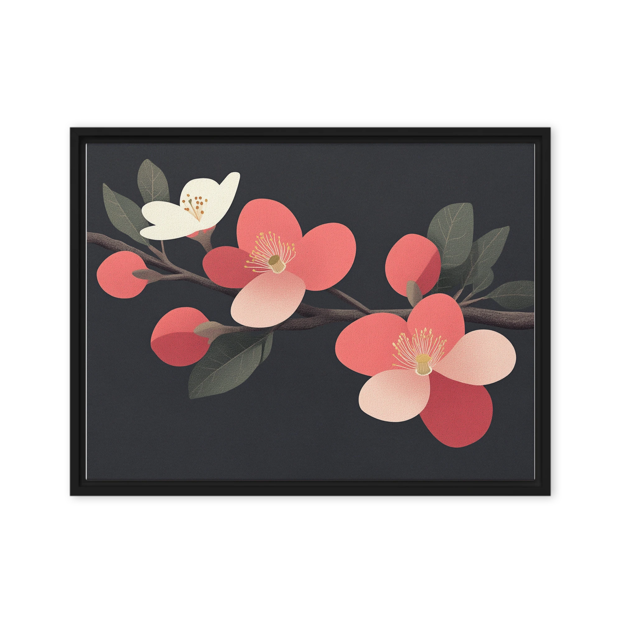 Coral Blossoms on Charcoal