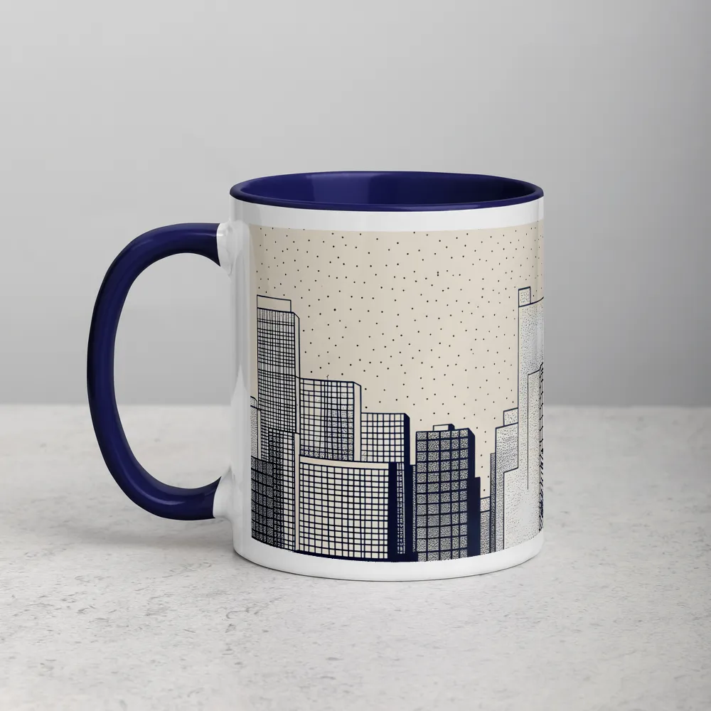 Stippled Skyline 
 Mug with Red inside