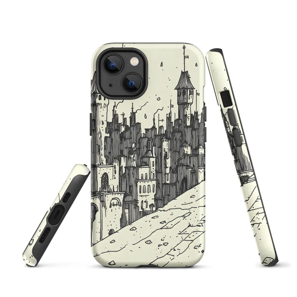 Fantastical Cityscape in Line Art | Phone Case