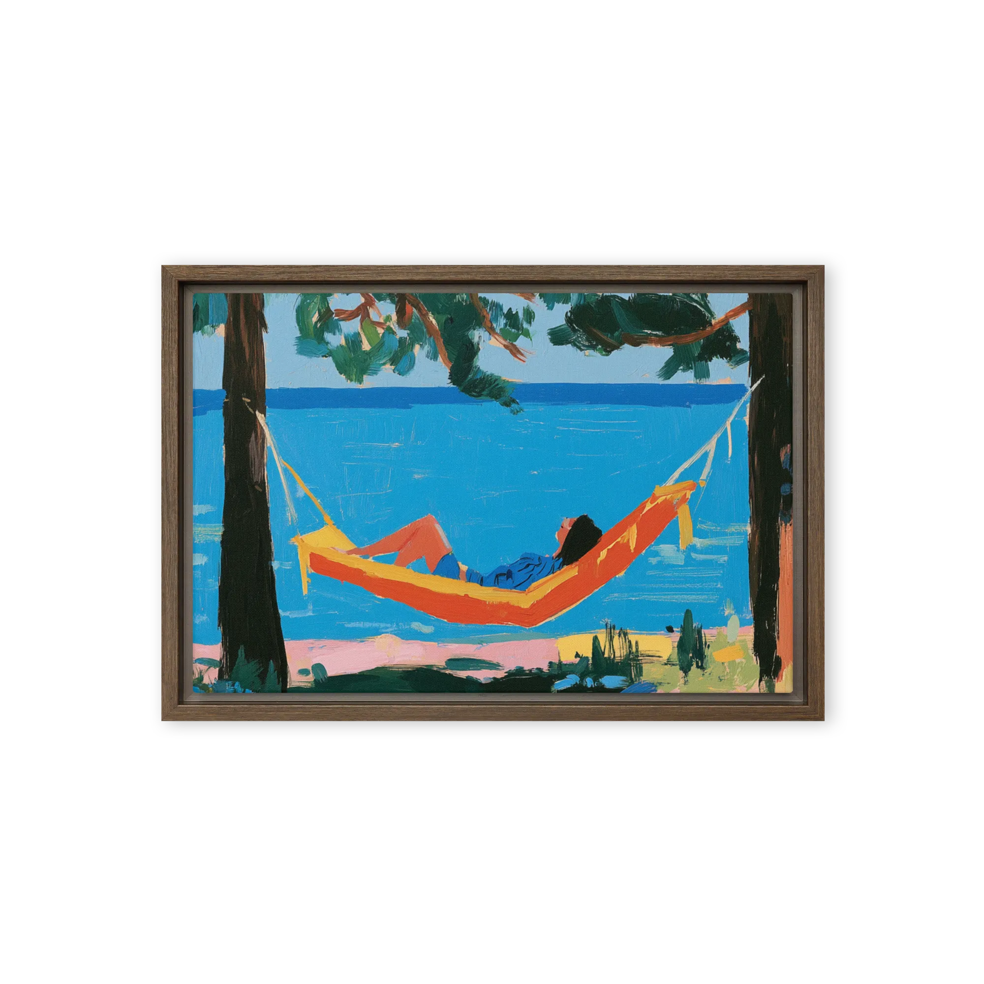Serene Hammock View 
 Canvas with White Frame