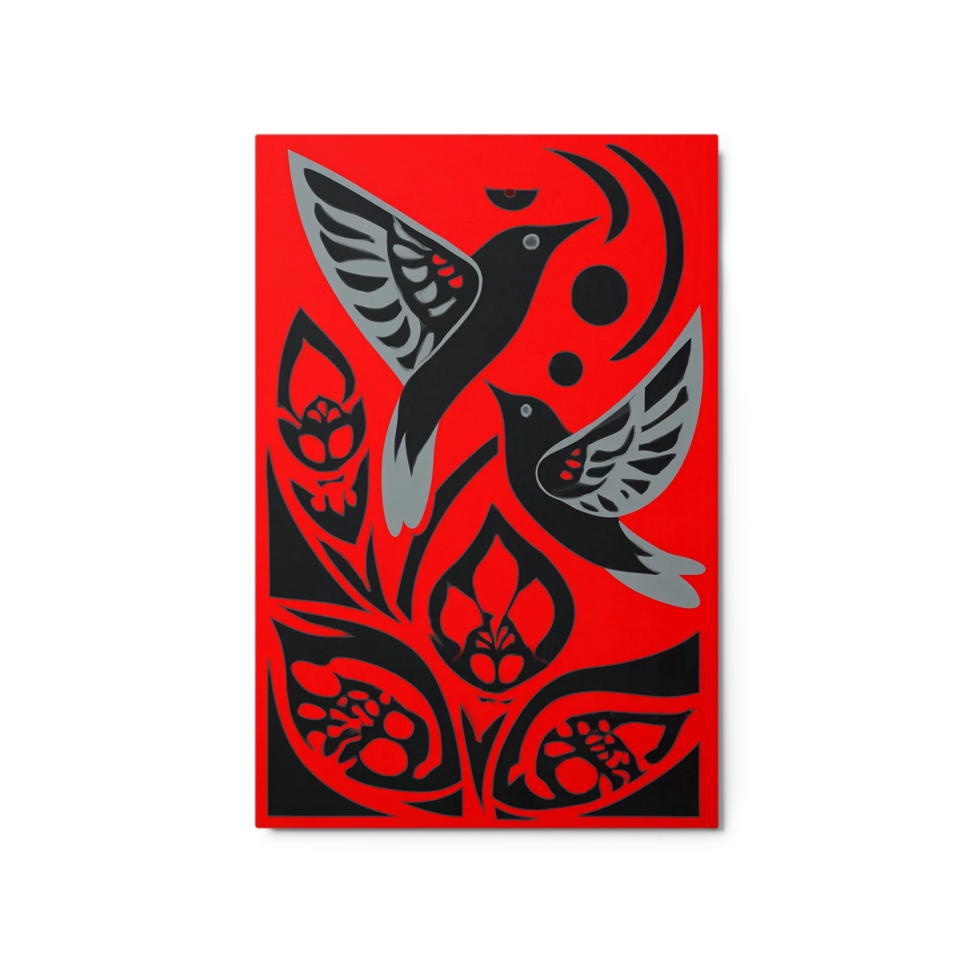 Hummingbirds in Red and Black