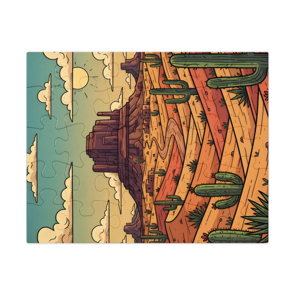 Sunlit Desert Mesa 
 Jigsaw Puzzle in Tin Box