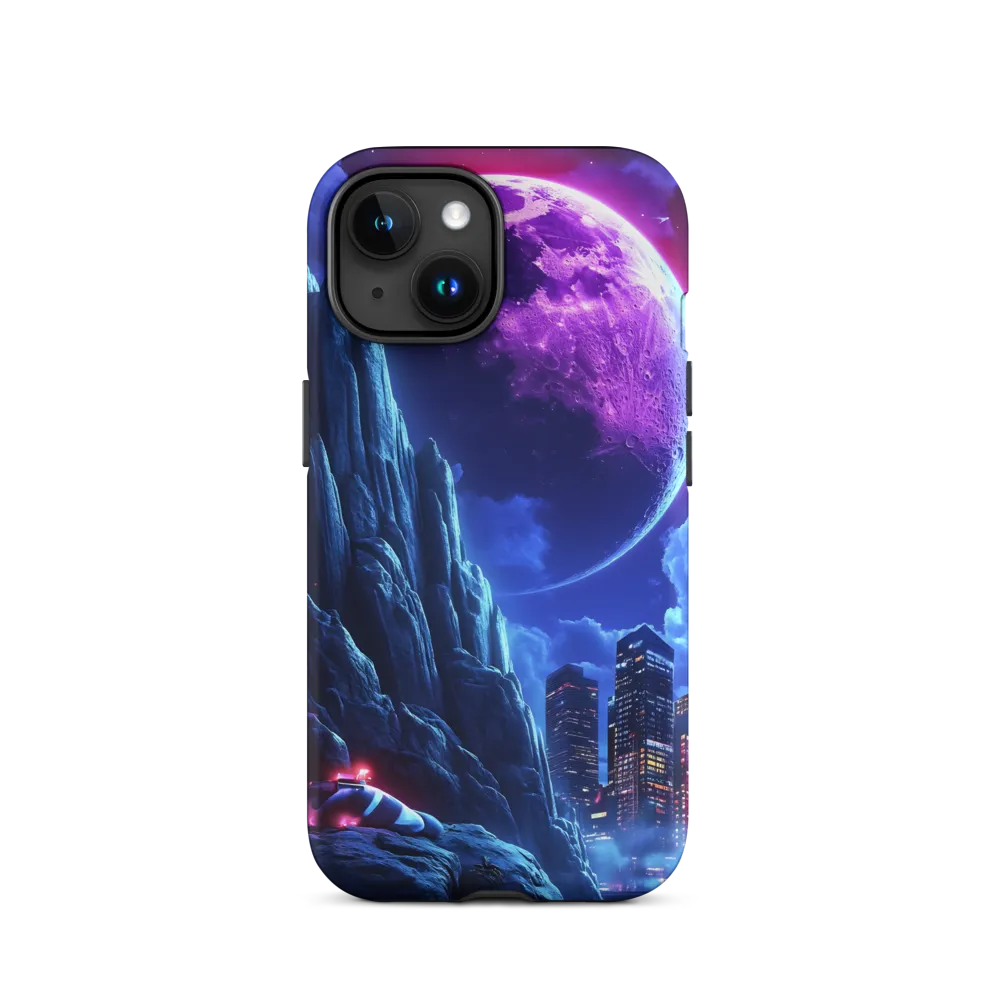 Surreal Cityscape with Purple Moon | Phone Case