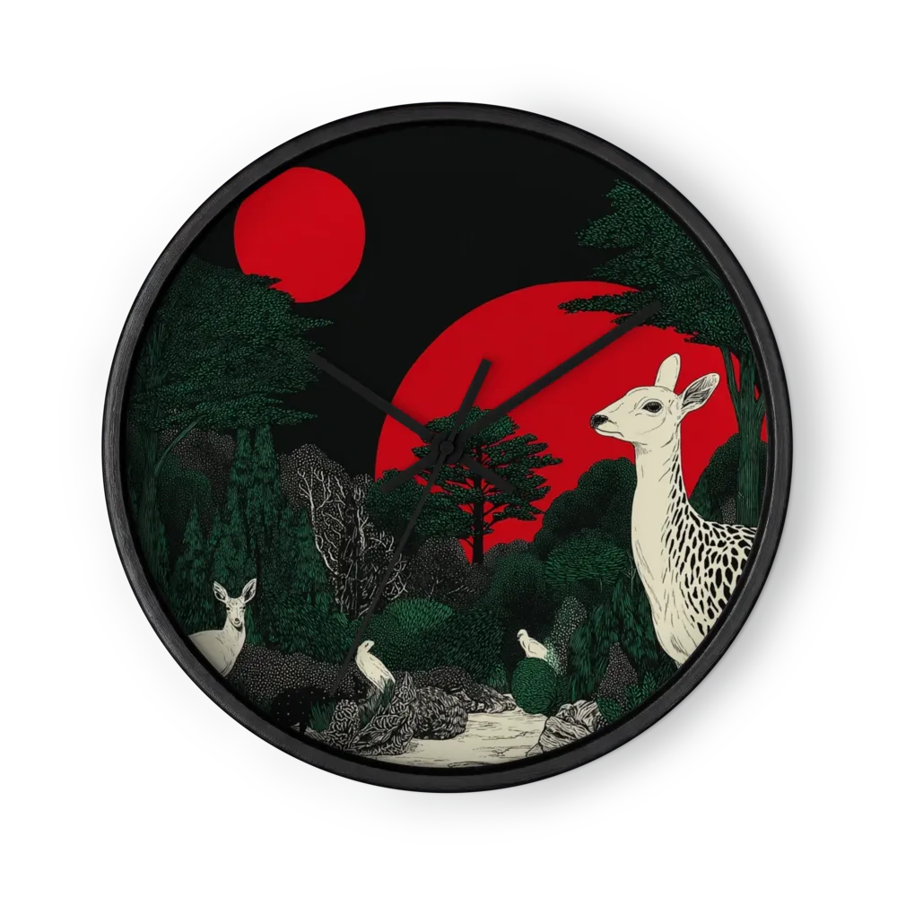 Red Suns and White Deer | Wall Clock