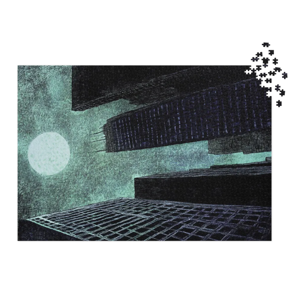 Moody Cityscape with Moon | Jigsaw Puzzle (252/520 pieces)